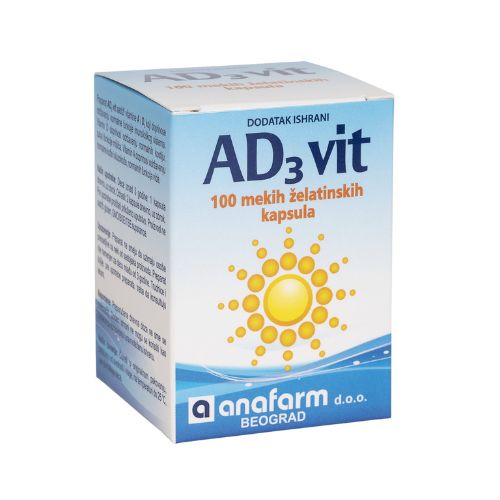AD3 Vitamin 100 kapsula mekih želatinskih kapsula